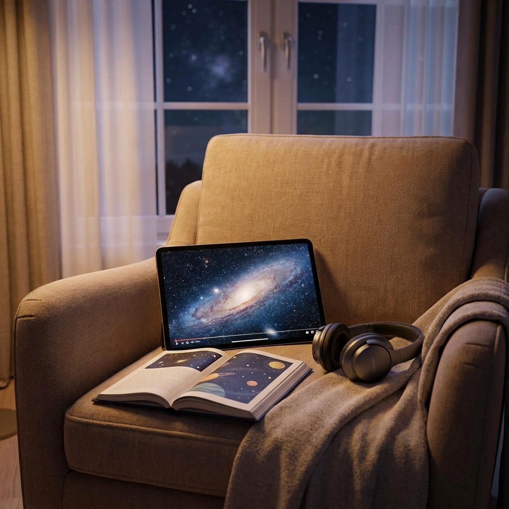 Space-themed comfort entertainment: books, podcasts, and shows that feel inspiring (not intense)