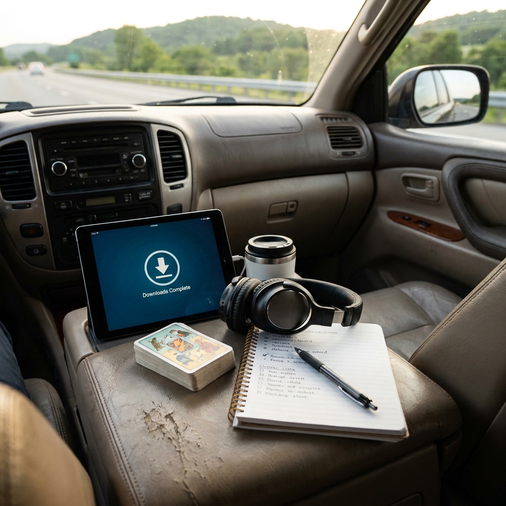 Summer road-trip entertainment pack (podcasts, audiobooks, games)