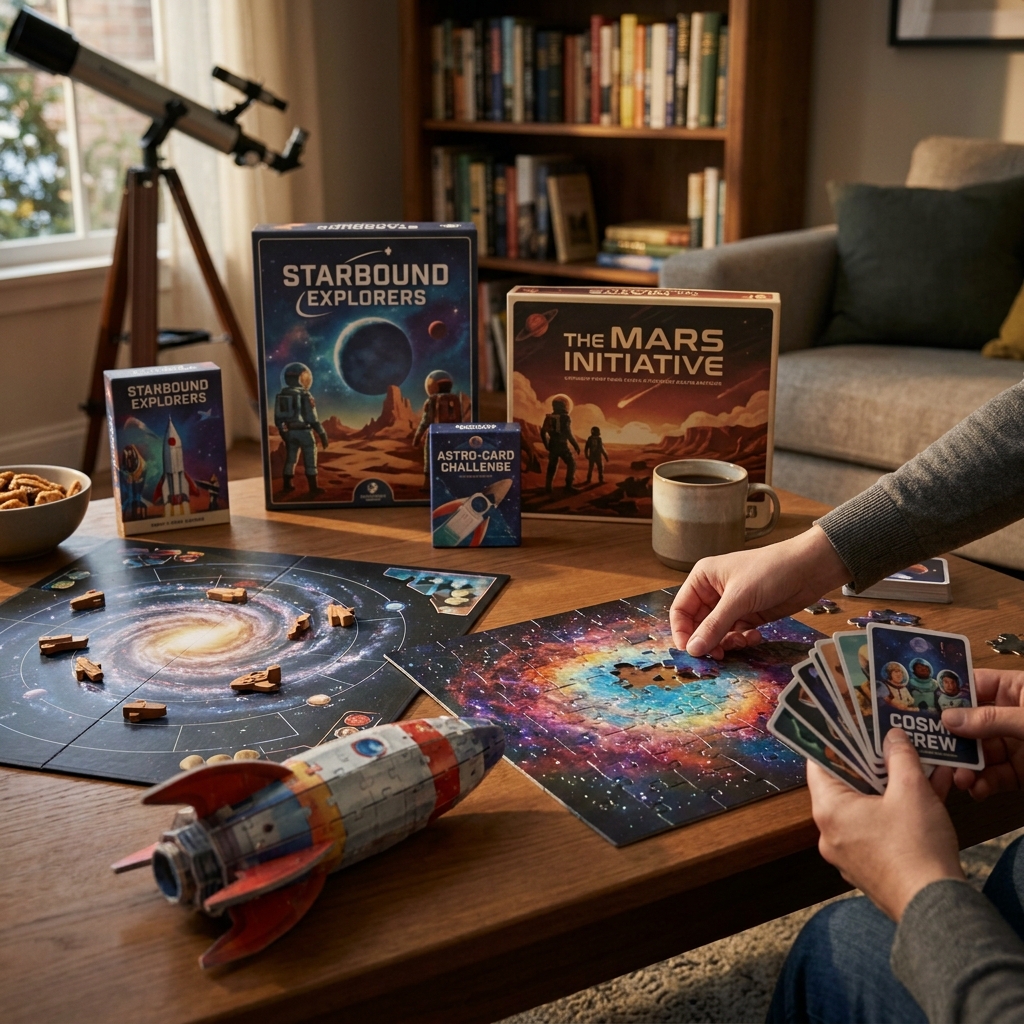 Space-themed board games and puzzles for summer gatherings