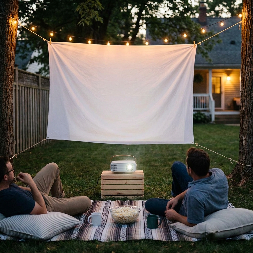 Outdoor ‘backyard projection’ movie night basics (no big spend)