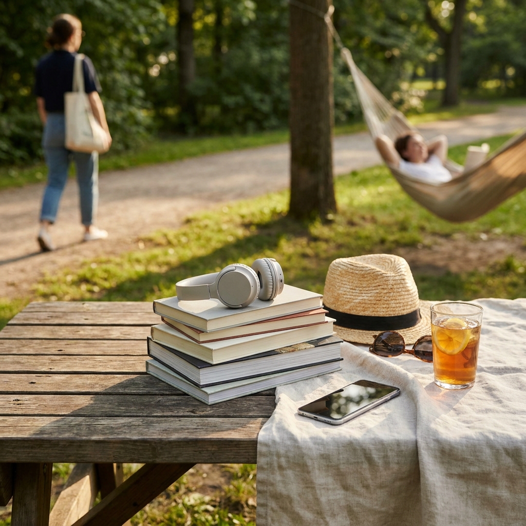 How to create a ‘summer reading + listening stack’ that fits real life (books + audiobooks + podcasts)